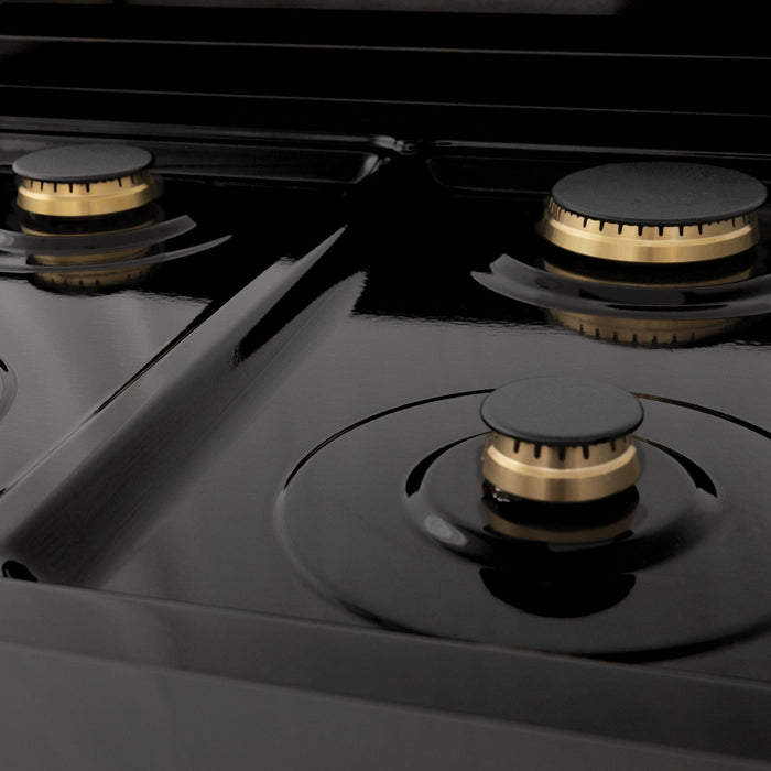 ZLINE 30" Dual Fuel Range, Black Stainless, Champagne Bronze, RABZ - 30 - CB - Farmhouse Kitchen and Bath