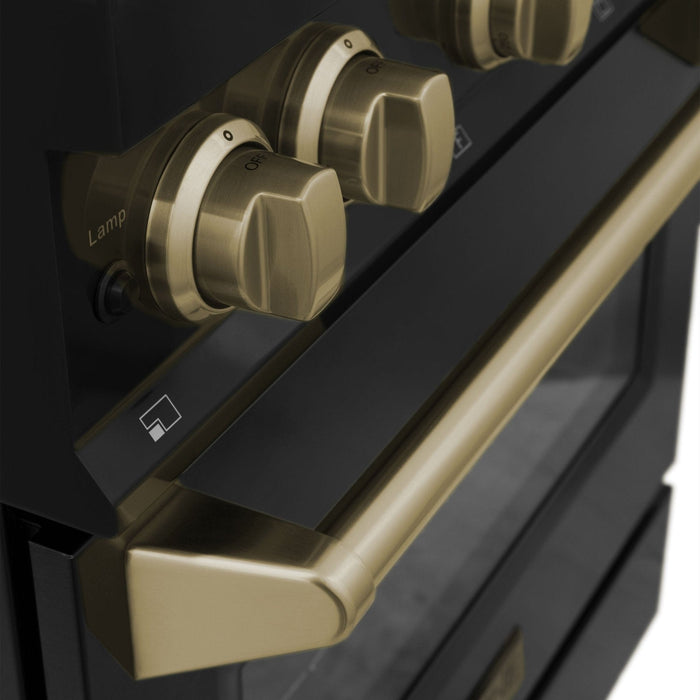 ZLINE 30" Dual Fuel Range, Black Stainless, Champagne Bronze, RABZ - 30 - CB - Farmhouse Kitchen and Bath