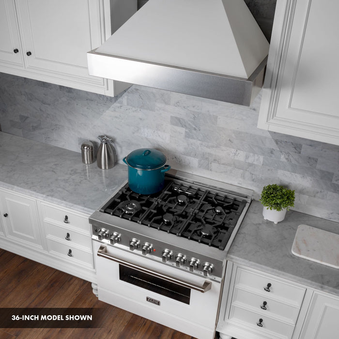 ZLINE 30" Dual Fuel Range, DuraSnow, Stainless, White Matte Door, RAS - WM - 30 - Farmhouse Kitchen and Bath