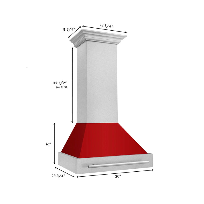 ZLINE 30" DuraSnow® Stainless Steel Range Hood with Color Shell Options 8654SNX - RM - 30 - Farmhouse Kitchen and Bath