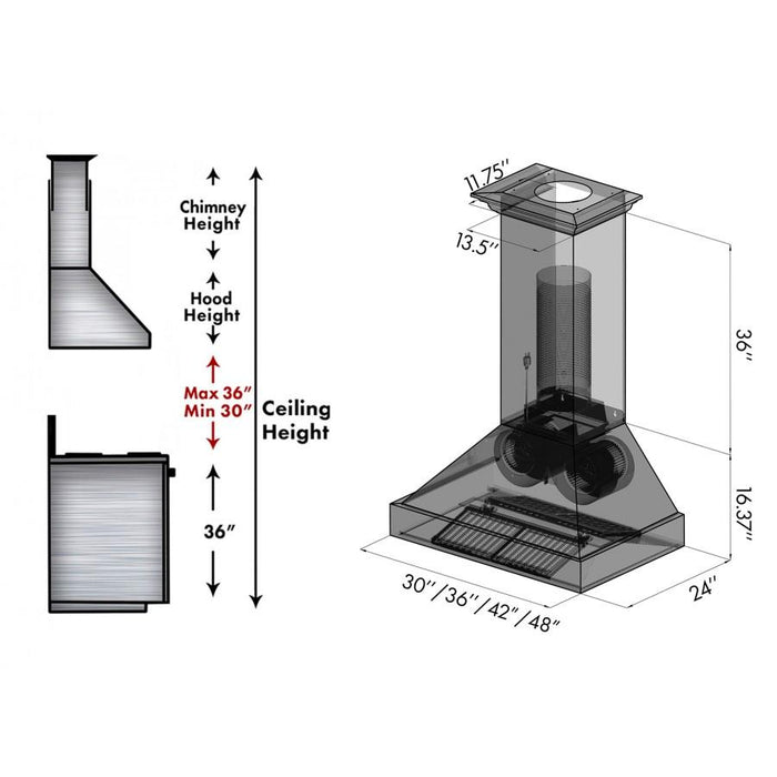 ZLINE 30" Hand - Hammered Copper Finish Wall Range Hood, 655 - HBXXX - 30 - Farmhouse Kitchen and Bath