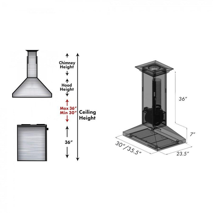 ZLINE 30" Hand Hammered Copper Island Range Hood, 8GL2Hi - 30 - Farmhouse Kitchen and Bath