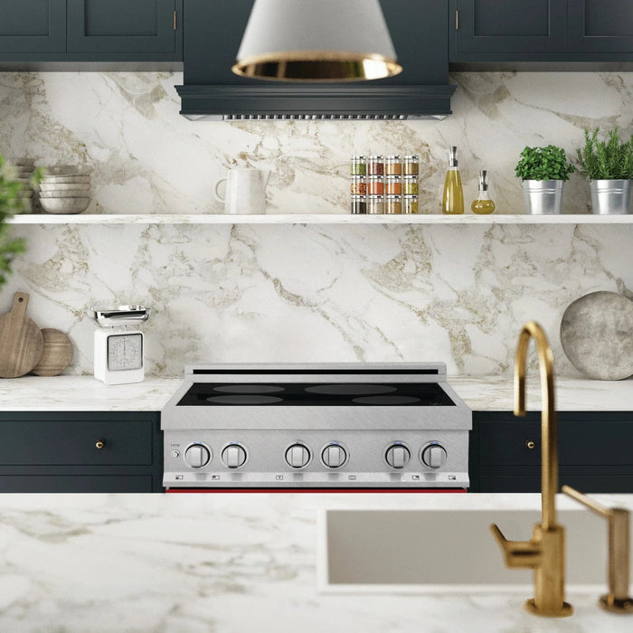 ZLINE 30" Induction Range in DuraSnow with a 4 Element Stove and Electric Oven RAINDS - RG - 30 - Farmhouse Kitchen and Bath