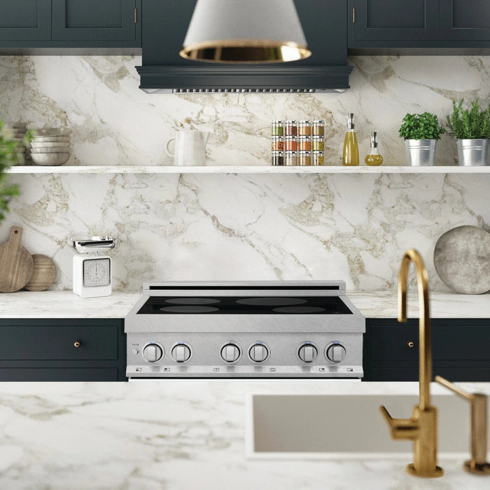 ZLINE 30" Induction Range in DuraSnow with a 4 Element Stove and Electric Oven RAINDS - WM - 30 - Farmhouse Kitchen and Bath