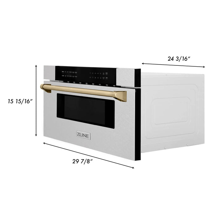 ZLINE 30" Microwave Drawer, Stainless Steel, Gold MWDZ - 30 - SS - G - Farmhouse Kitchen and Bath
