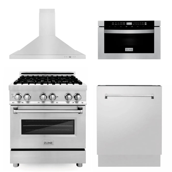 ZLINE 30 " Package Range RA30, Range Hood KB, Microwave MWD - 1 , Dishwasher DWV - 24, 4KP - RARH30 - MWDW - Farmhouse Kitchen and Bath