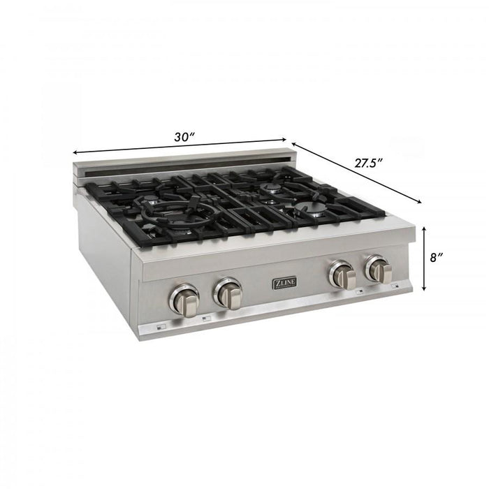 ZLINE 30" Porcelain Rangetop, DuraSnow, Stainless Steel, RTS - 30 - Farmhouse Kitchen and Bath