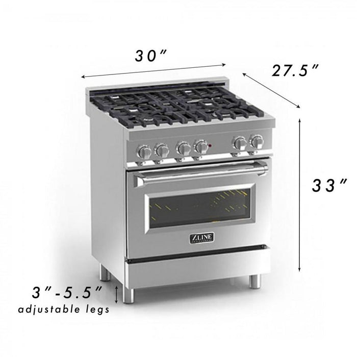 ZLINE 30" Professional Dual Fuel Range, Red Matte Door, RA - RM - 30 - Farmhouse Kitchen and Bath