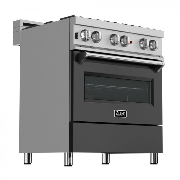 ZLINE 30" Professional Dual Fuel Range, Snow Stainless, Black Matte Door, RAS - BLM - 30 - Farmhouse Kitchen and Bath