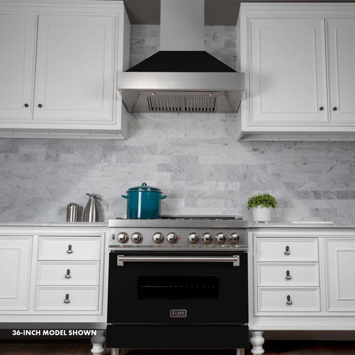 ZLINE 30" Professional Dual Fuel Range, Snow Stainless, Black Matte Door, RAS - BLM - 30 - Farmhouse Kitchen and Bath