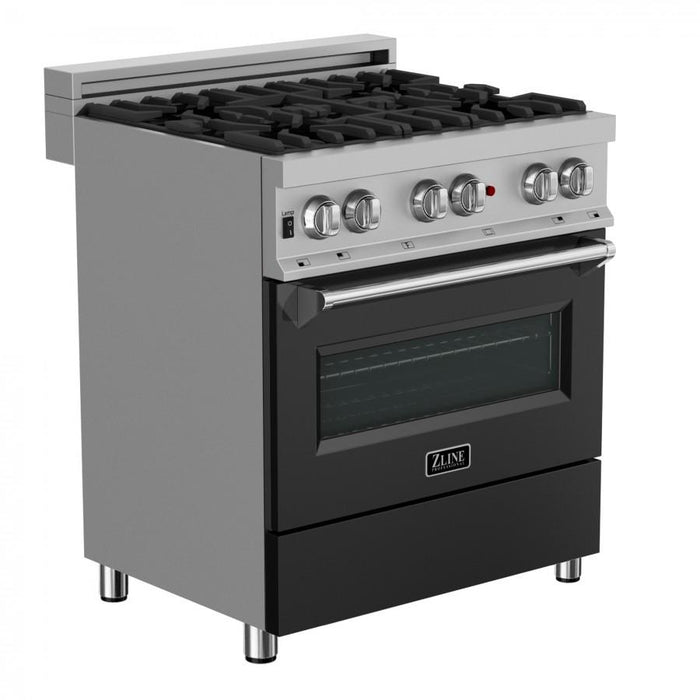 ZLINE 30" Professional Dual Fuel Range, Snow Stainless, Black Matte Door, RAS - BLM - 30 - Farmhouse Kitchen and Bath