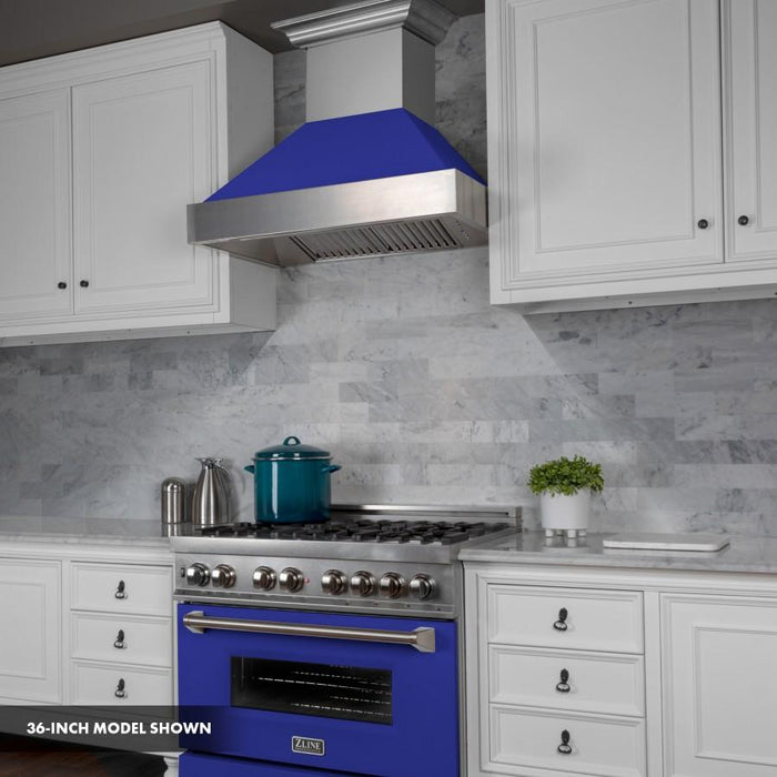 ZLINE 30" Professional Dual Fuel Range, Snow Stainless, Blue Matte Door, RAS - BM - 30 - Farmhouse Kitchen and Bath