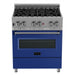 ZLINE 30" Professional Dual Fuel Range, Snow Stainless, Blue Matte Door, RAS - BM - 30 - Farmhouse Kitchen and Bath