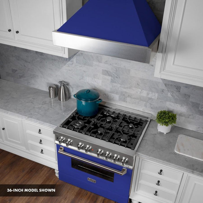 ZLINE 30" Professional Dual Fuel Range, Snow Stainless, Blue Matte Door, RAS - BM - 30 - Farmhouse Kitchen and Bath