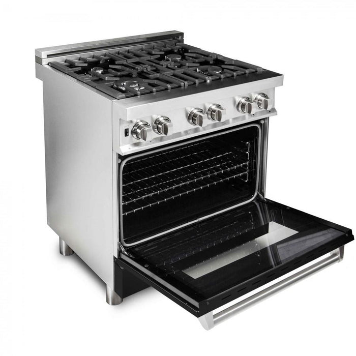 ZLINE 30" Professional Dual Fuel Range with Black Matte Door, RA - BLM - 30 - Farmhouse Kitchen and Bath