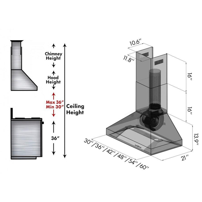 ZLINE 30" Professional Wall Range Hood, Stainless Steel, 597CRN - 30 - Farmhouse Kitchen and Bath