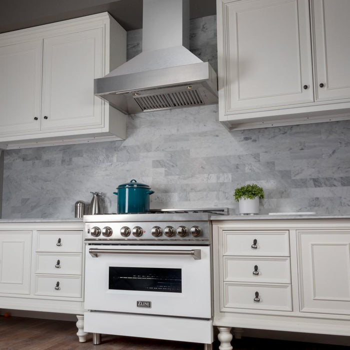 ZLINE 30" Snow Finish Stainless Range Hood with Snow Finish Shell, 8654SN - 30 - Farmhouse Kitchen and Bath