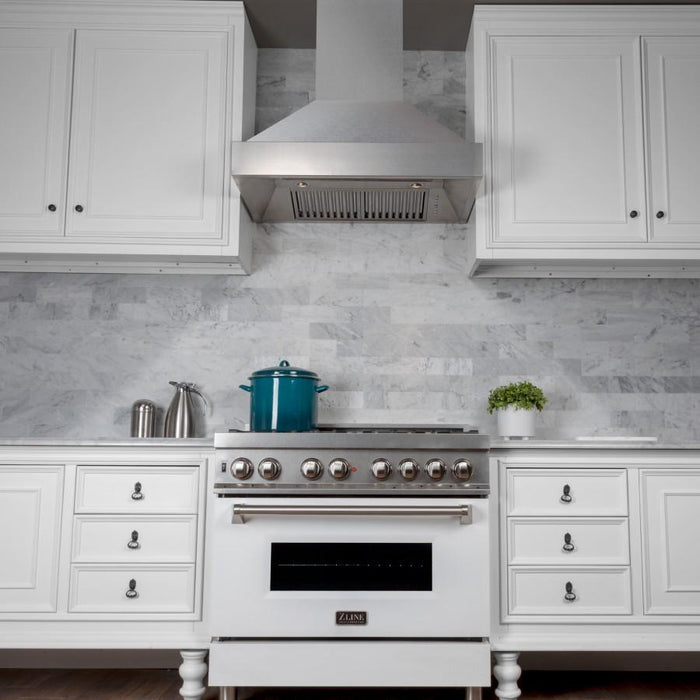 ZLINE 30" Snow Finish Stainless Range Hood with Snow Finish Shell, 8654SN - 30 - Farmhouse Kitchen and Bath