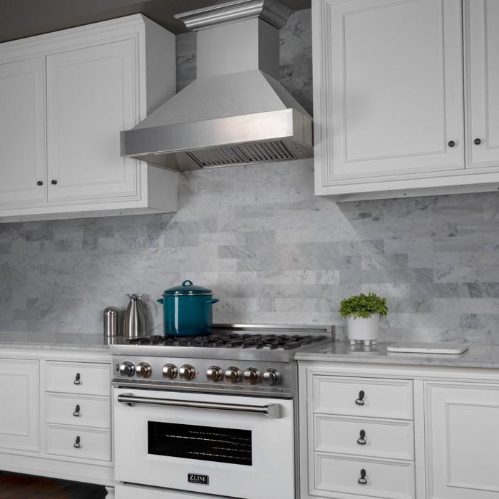 ZLINE 30" Snow Finish Stainless Range Hood with Snow Finish Shell, 8654SN - 30 - Farmhouse Kitchen and Bath