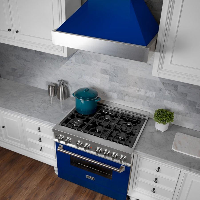 ZLINE 30" Snow Finish Wall Range Hood, Blue Gloss Shell, 8654BG - 30 - Farmhouse Kitchen and Bath