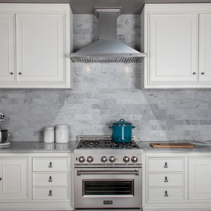 ZLINE 30" Snow Finished Stainless Steel Wall Mount Range Hood, 8KBS - 30 - Farmhouse Kitchen and Bath