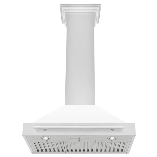 ZLINE 30" Stainless Steel Range Hood with White Matte Shell and Stainless Steel Handle KB4STX - WM - 30 - Farmhouse Kitchen and Bath
