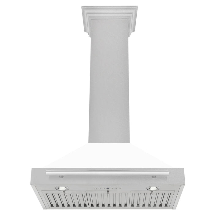 ZLINE 30" White Matte Range Hood, Stainless Steel Handle KB4SNX - WM - 30 - Farmhouse Kitchen and Bath