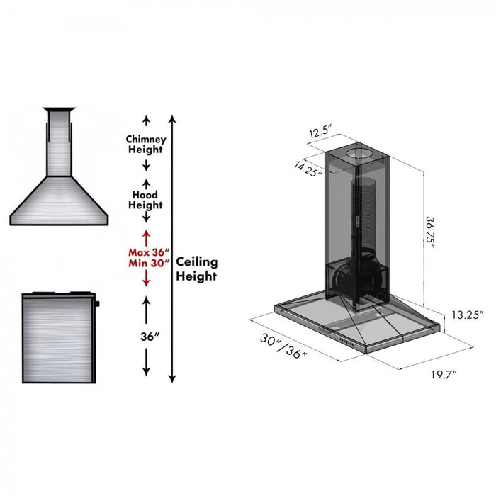 ZLINE 30" Wooden Island Mount Range Hood in Cottage White, KBiTT - RD - 30 - Farmhouse Kitchen and Bath