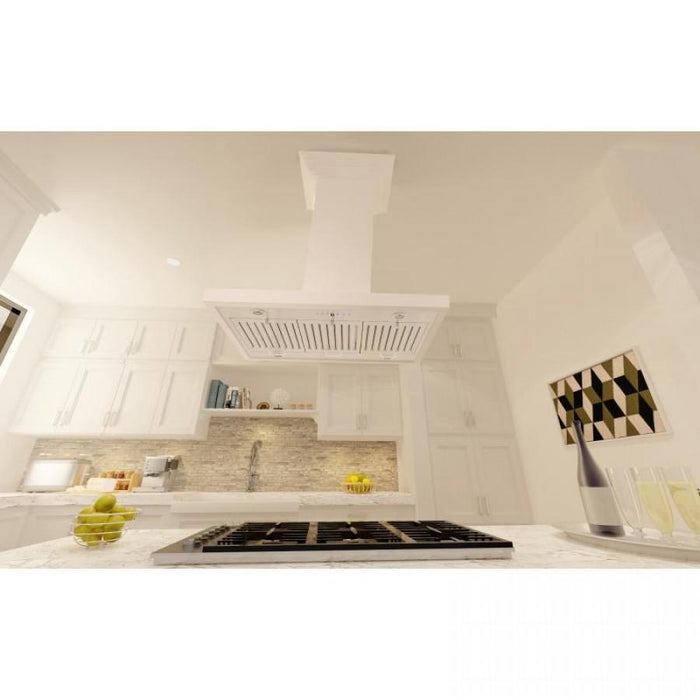 ZLINE 30" Wooden Island Mount Range Hood in Cottage White, KBiTT - RD - 30 - Farmhouse Kitchen and Bath