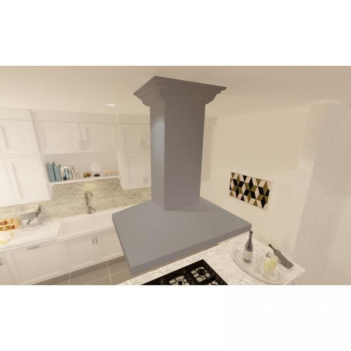ZLINE 30" Wooden Island Mount Range Hood in Gray, KBiUU - RS - 30 - 400 - Farmhouse Kitchen and Bath