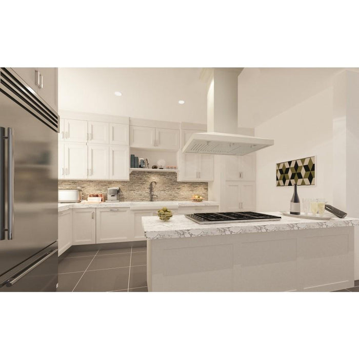ZLINE 30" Wooden Island Range Hood in Cottage White, KBiTT - 30 - Farmhouse Kitchen and Bath