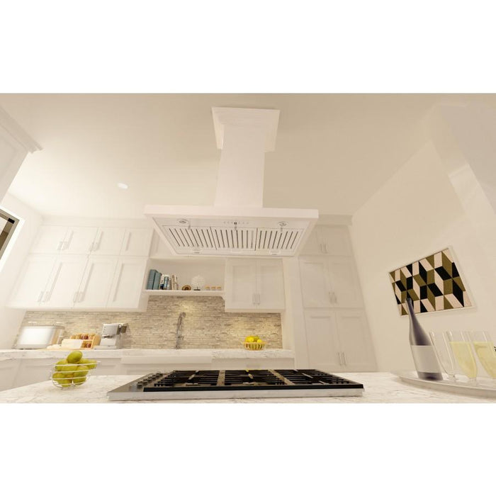 ZLINE 30" Wooden Island Range Hood in Cottage White, KBiTT - 30 - Farmhouse Kitchen and Bath
