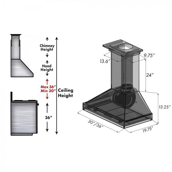 ZLINE 30" Wooden Wall Range Hood in Black - KPCC - 30 - Farmhouse Kitchen and Bath