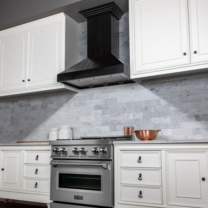 ZLINE 30" Wooden Wall Range Hood in Black - KPCC - 30 - Farmhouse Kitchen and Bath