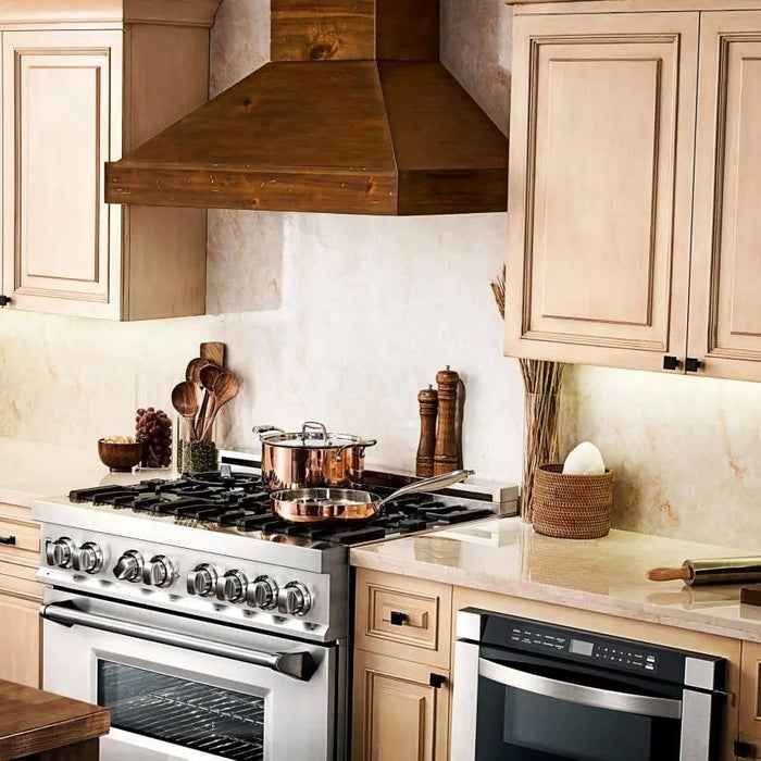 ZLINE 30" Wooden Wall Range Hood in Walnut, KBRR - 30 - Farmhouse Kitchen and Bath