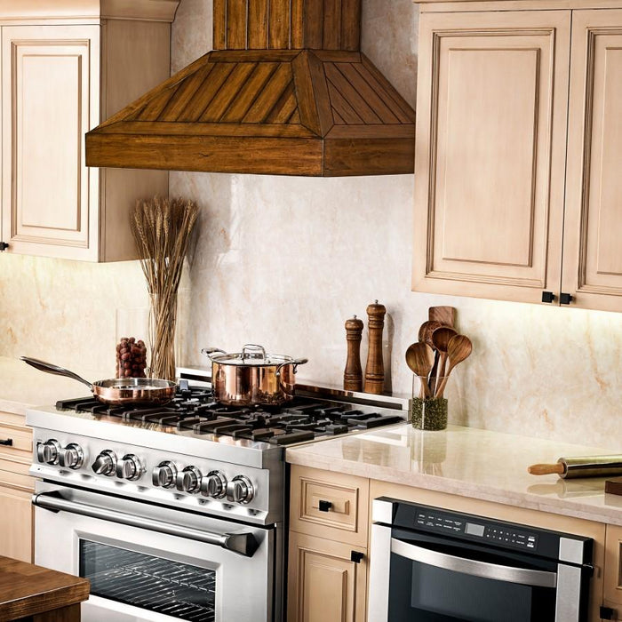 ZLINE 30" Wooden Wall Range Hood, Rustic Light, KPLL - 30 - Farmhouse Kitchen and Bath