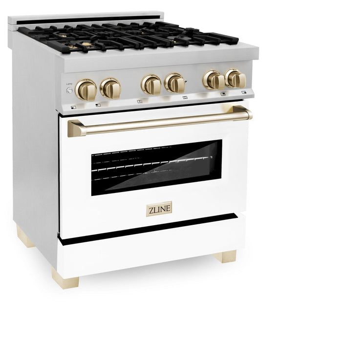 ZLINE 30"Autograph, Dual Fuel Range, Stainless, Gold Accents, RAZ - WM - 30 - G - Farmhouse Kitchen and Bath