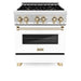 ZLINE 30"Autograph, Dual Fuel Range, Stainless, Gold Accents, RAZ - WM - 30 - G - Farmhouse Kitchen and Bath