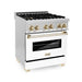 ZLINE 30"Autograph, Dual Fuel Range, Stainless, Gold Accents, RAZ - WM - 30 - G - Farmhouse Kitchen and Bath