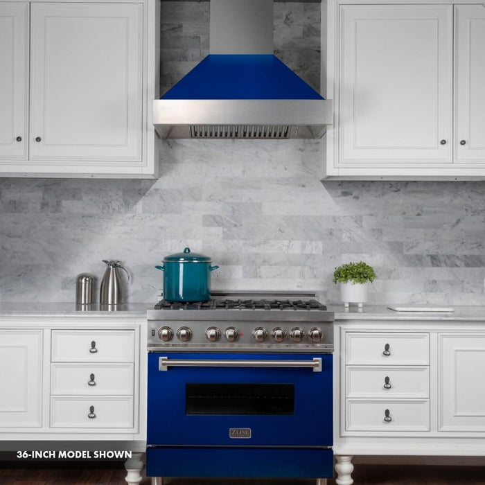 ZLINE 30"Dual Fuel Range, Snow Stainless, Blue Gloss Door, RAS - BG - 30 - Farmhouse Kitchen and Bath