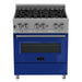 ZLINE 30"Dual Fuel Range, Snow Stainless, Blue Gloss Door, RAS - BG - 30 - Farmhouse Kitchen and Bath