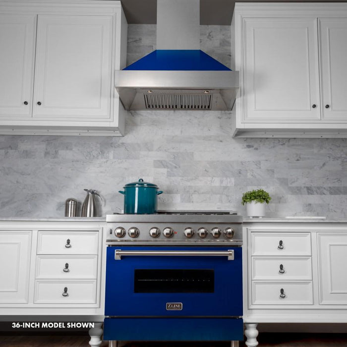 ZLINE 30"Dual Fuel Range, Snow Stainless, Blue Gloss Door, RAS - BG - 30 - Farmhouse Kitchen and Bath