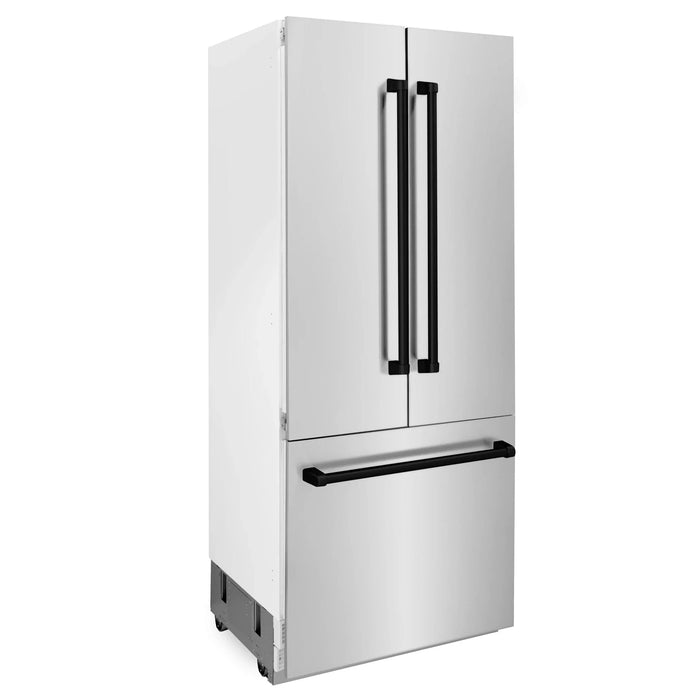 ZLINE 36" Autograph 19.6 cu. ft. 2 - Door Bottom Freezer Fridge Water/Ice Dispenser Stainless Steel Matte Black Accents RBIVZ - 304 - 36 - MB - Farmhouse Kitchen and Bath