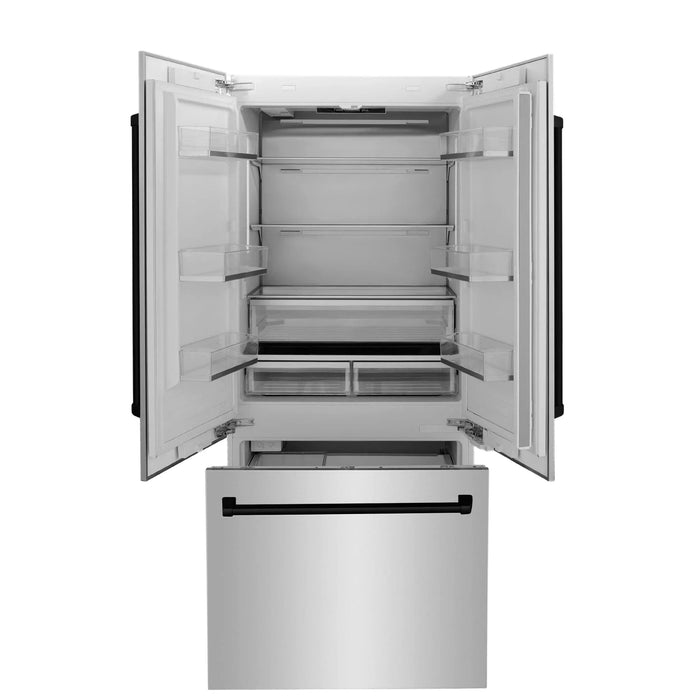 ZLINE 36" Autograph 19.6 cu. ft. 2 - Door Bottom Freezer Fridge Water/Ice Dispenser Stainless Steel Matte Black Accents RBIVZ - 304 - 36 - MB - Farmhouse Kitchen and Bath