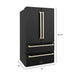 ZLINE 36" Autograph 22.5 cu. Ft French Door Refrigerator with Ice Maker Black Stainless Steel with Gold Accents RFMZ - 36 - BS - G - Farmhouse Kitchen and Bath