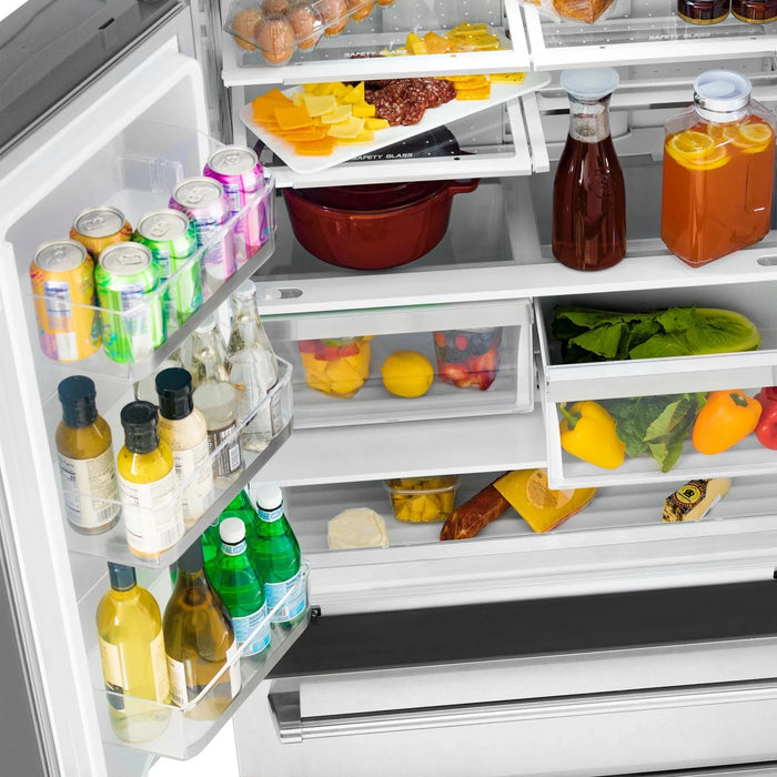 ZLINE 36" Autograph 22.5 cu. ft French Door Refrigerator with Ice Maker Stainless Steel RFMZ - 36 - G - Farmhouse Kitchen and Bath