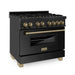 ZLINE 36" Autograph Dual Fuel Range, Black Stainless, RABZ - 36 - CB - Farmhouse Kitchen and Bath