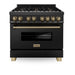 ZLINE 36" Autograph Dual Fuel Range, Black Stainless, RABZ - 36 - CB - Farmhouse Kitchen and Bath