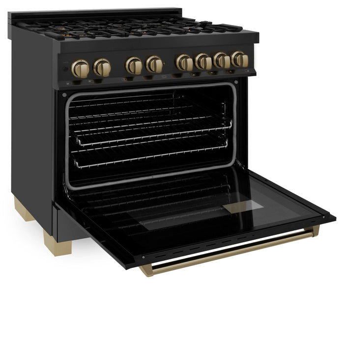 ZLINE 36" Autograph Dual Fuel Range, Black Stainless, RABZ - 36 - CB - Farmhouse Kitchen and Bath