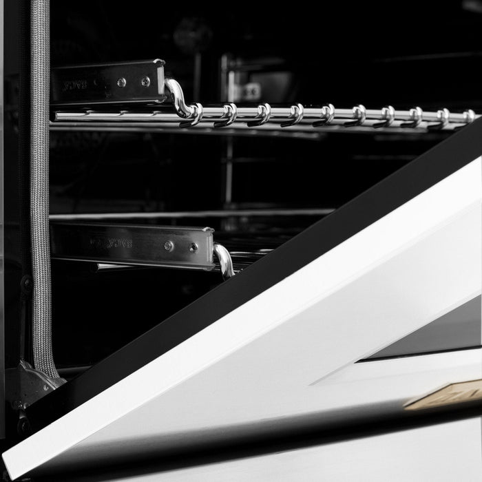 ZLINE 36" Autograph Dual Fuel Range, DuraSnow, White,Gold,RASZ - WM - 36 - G - Farmhouse Kitchen and Bath